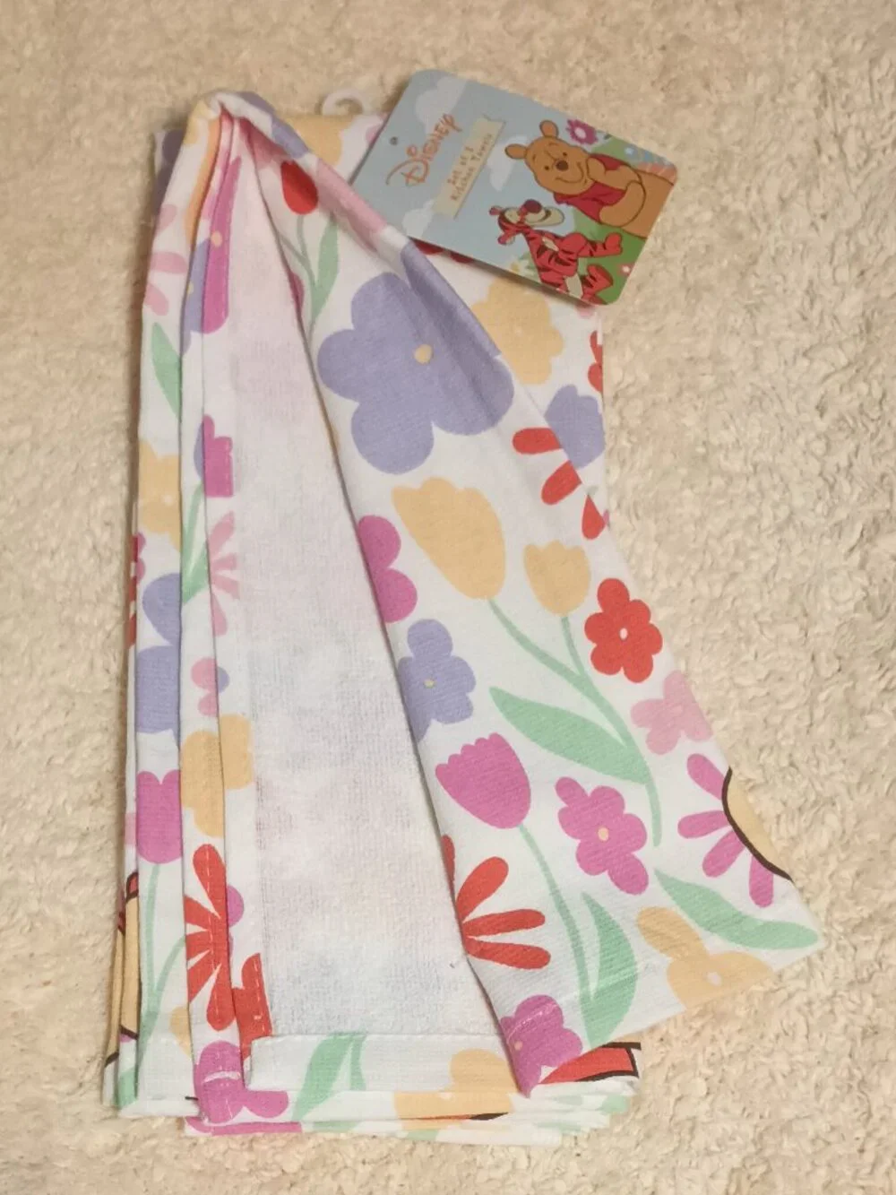 NWT ~ Disney's Winnie the Pooh, a Spring Themed Kitchen Towel Set, 16